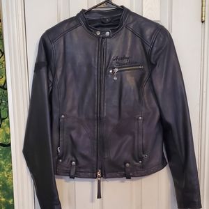 Harley Davidson Womens SHADOW CITY Leather Jacket Studded Eagle
